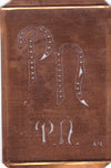 PN - Interessante alte Kupfer-Schablone zum Sticken von Monogrammen