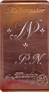 www.knopfparadies.de - PN - Alte Stickschablone mit 2 zarten Monogrammen