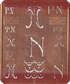 PN - Uralte Monogrammschablone aus Kupferblech