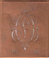 PO - Alte Monogrammschablone aus Kupfer