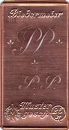 www.knopfparadies.de - PP - Alte Stickschablone mit 2 zarten Monogrammen