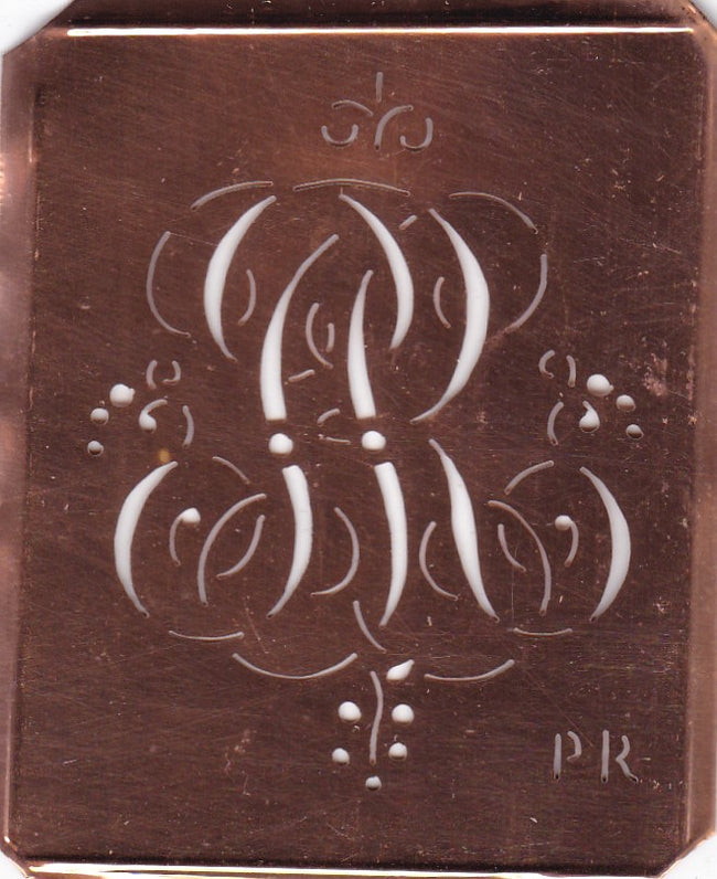 PR - Antiquität aus Kupferblech zum Sticken von Monogrammen und mehr