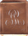 PR - Hübsche alte Kupfer Schablone mit 3 Monogramm-Ausführungen