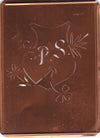 PS - Seltene Stickvorlage - Uralte Wäscheschablone mit Wappen - Medaillon