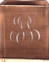 PS - Hübsche alte Kupfer Schablone mit 3 Monogramm-Ausführungen