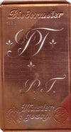 www.knopfparadies.de - PT - Alte Stickschablone mit 2 zarten Monogrammen