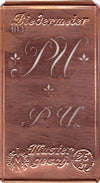 www.knopfparadies.de - PU - Alte Stickschablone mit 2 zarten Monogrammen