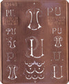 PU - Uralte Monogrammschablone aus Kupferblech