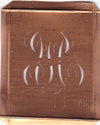 PU - Hübsche alte Kupfer Schablone mit 3 Monogramm-Ausführungen