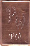 PW - Interessante alte Kupfer-Schablone zum Sticken von Monogrammen