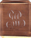PW - Hübsche alte Kupfer Schablone mit 3 Monogramm-Ausführungen