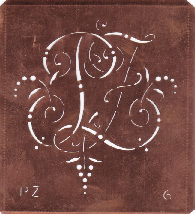PZ - Interessante Monogrammschablone aus Kupferblech