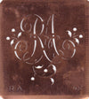 RA - Alte Schablone aus Kupferblech mit klassischem verschlungenem Monogramm 