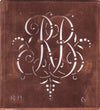 RB - Interessante Monogrammschablone aus Kupferblech