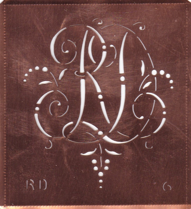 RD - Interessante Monogrammschablone aus Kupferblech