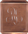 RD - Hübsche alte Kupfer Schablone mit 3 Monogramm-Ausführungen