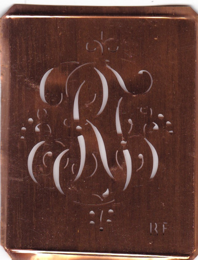 RF - Antiquität aus Kupferblech zum Sticken von Monogrammen und mehr