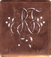 RF - Alte Schablone aus Kupferblech mit klassischem verschlungenem Monogramm 