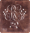 RG - Alte Schablone aus Kupferblech mit klassischem verschlungenem Monogramm 