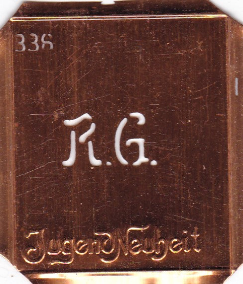 RG - Kleine Monogramm Schablone zum Besticken von Herrenhemden