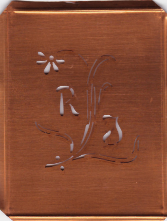 RJ - Hübsche, verspielte Monogramm Schablone Blumenumrandung