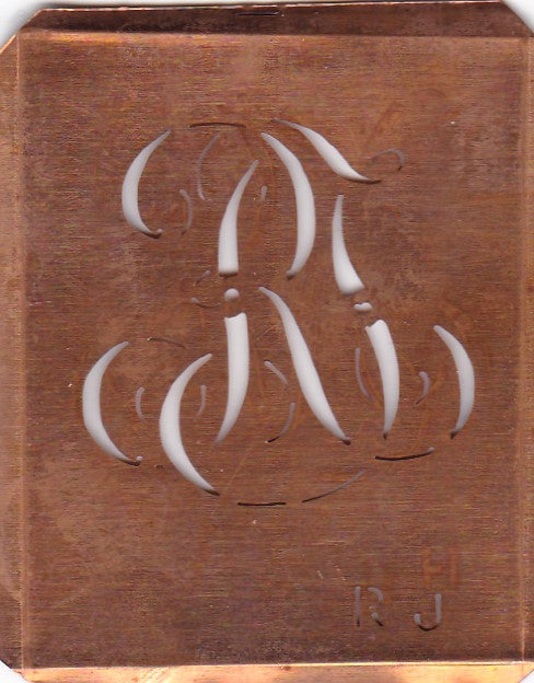 RJ - Uralte Monogramm Schablone zum Sticken