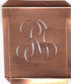 RJ - Hübsche alte Kupfer Schablone mit 3 Monogramm-Ausführungen