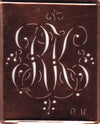 RK - Alte Monogramm Schablone mit nostalgischen Schnörkeln