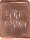 RK - Hübsche alte Kupfer Schablone mit 3 Monogramm-Ausführungen