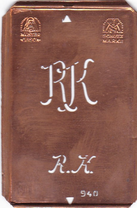 RK - Alte Monogramm Schablone nicht nur zum Sticken