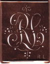 RL - Alte Monogramm Schablone mit nostalgischen Schnörkeln