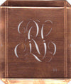 RL - Hübsche alte Kupfer Schablone mit 3 Monogramm-Ausführungen