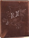 RN - Seltene Stickvorlage - Uralte Wäscheschablone mit Wappen - Medaillon