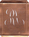 RN - Hübsche alte Kupfer Schablone mit 3 Monogramm-Ausführungen