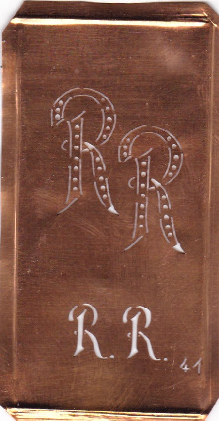 RR - Alte Monogramm Schablone zum Sticken