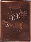 RR - Seltene Stickvorlage - Uralte Wäscheschablone mit Wappen - Medaillon