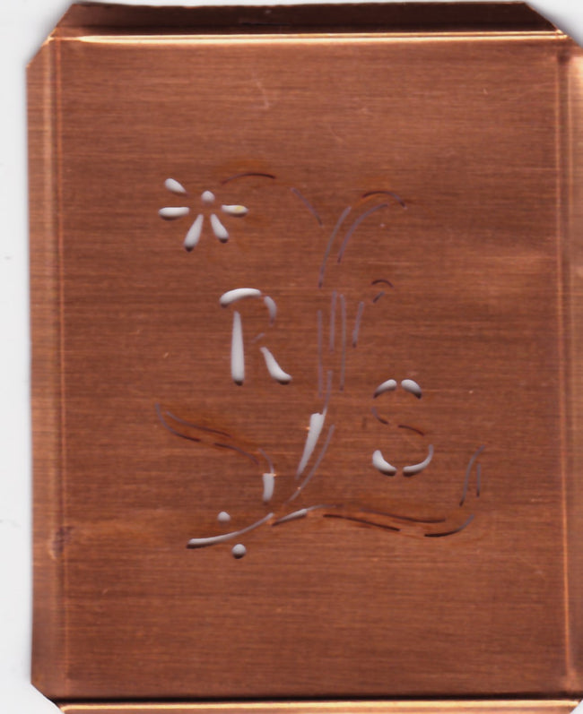 RS - Hübsche, verspielte Monogramm Schablone Blumenumrandung