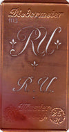 www.knopfparadies.de - RU - Alte Stickschablone mit 2 zarten Monogrammen