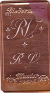 www.knopfparadies.de - RV - Alte Stickschablone mit 2 zarten Monogrammen