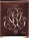 RV - Alte Monogramm Schablone mit nostalgischen Schnörkeln