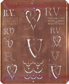 RV - Uralte Monogrammschablone aus Kupferblech