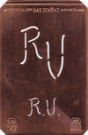 RV - Alte sachlich designte Monogrammschablone zum Sticken