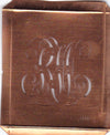 RW - Hübsche alte Kupfer Schablone mit 3 Monogramm-Ausführungen