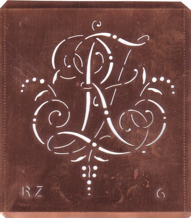 RZ - Interessante Monogrammschablone aus Kupferblech