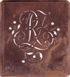 RZ - Alte Schablone aus Kupferblech mit klassischem verschlungenem Monogramm 
