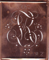 RZ - Alte Monogramm Schablone mit nostalgischen Schnörkeln