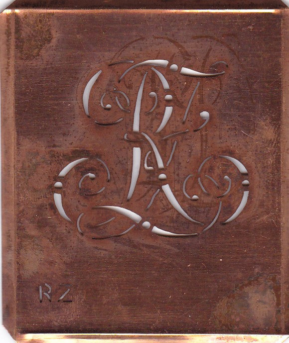 RZ - Alte verschlungene Monogramm Stick Schablone
