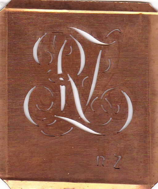 RZ - Uralte Monogramm Schablone zum Sticken