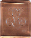 RZ - Hübsche alte Kupfer Schablone mit 3 Monogramm-Ausführungen