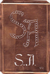 SA - Interessante alte Kupfer-Schablone zum Sticken von Monogrammen